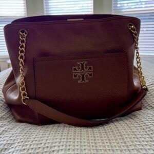 Tory Burch Brown Shoulder Bag with Gold Chain